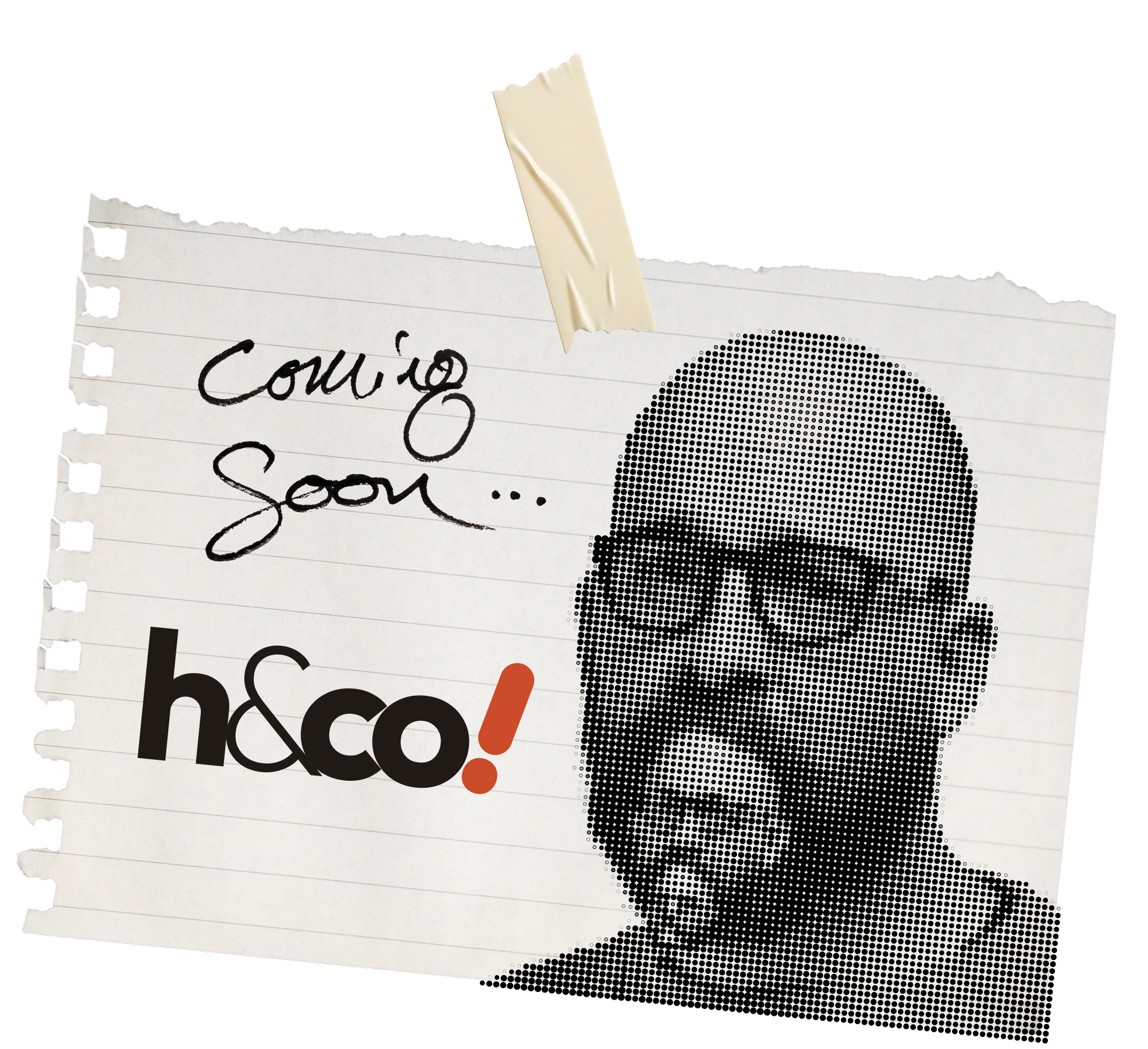 Handwritten note: coming soon &mdash; h&co!